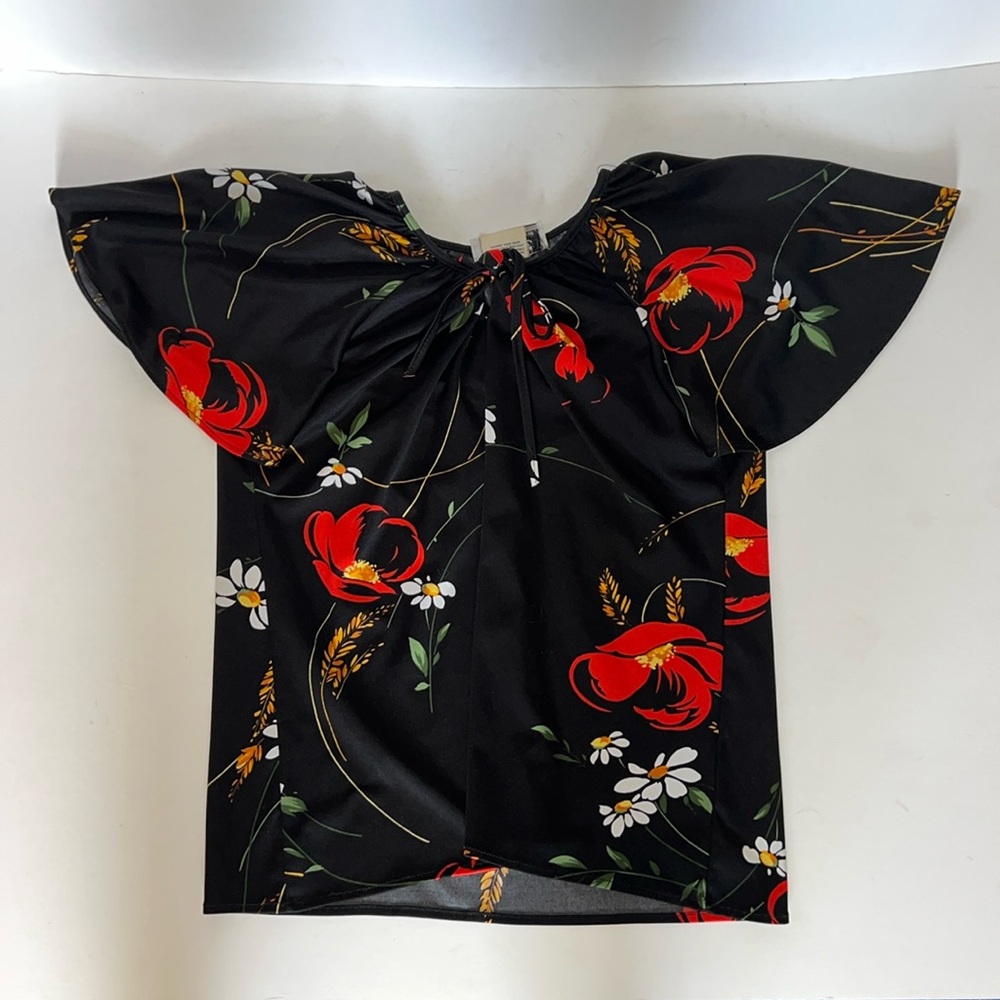 Vintage polyester flutter sleeve top